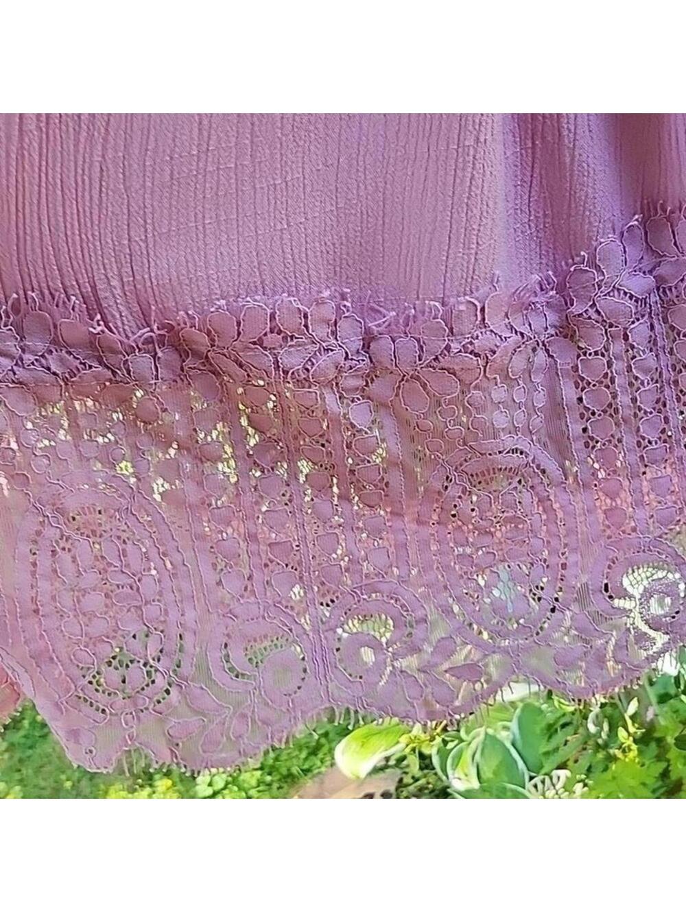 Rain Boho Lace Trim Tunic Blouse Mauve Pink Viscose 2X - Picture 4 of 6